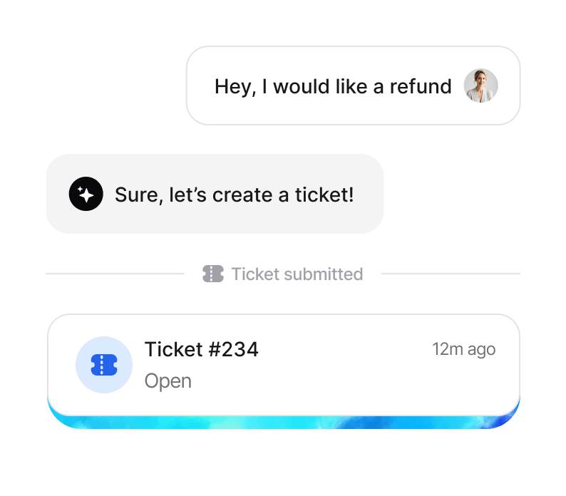 Chatbot IA qui transforme une demande client en ticket support pour une PME