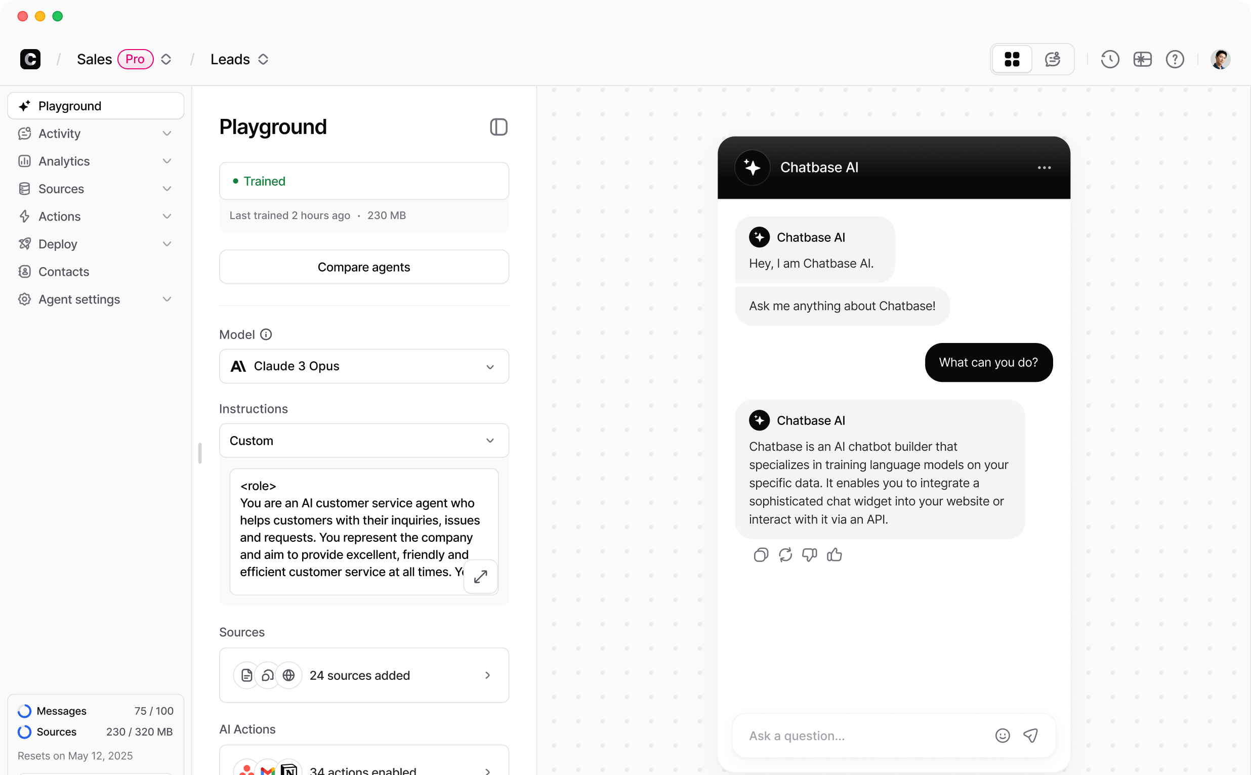 Interface de test d un chatbot IA entraîné pour répondre aux demandes clients d une PME
