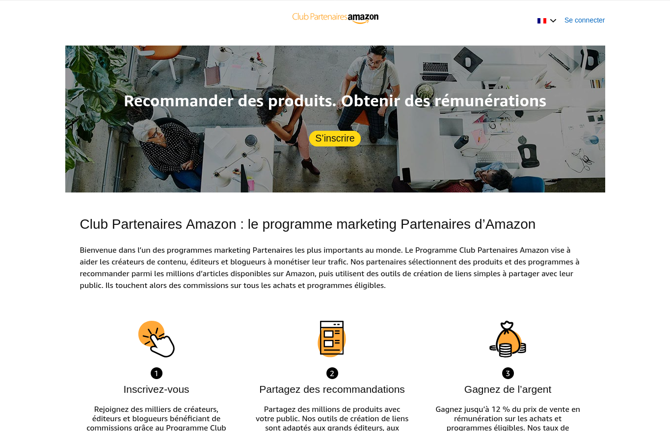 Club Partenaires Amazon pour recommander des produits et obtenir des rémunérations