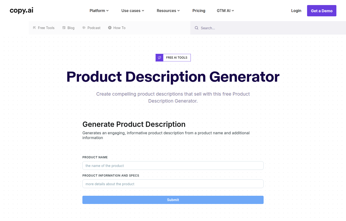 Outil Copy.ai de génération de descriptions produit pour l’e-commerce