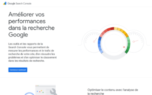 Page officielle Google Search Console pour diagnostiquer les performances SEO