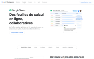 Page officielle Google Sheets pour créer un calculateur PME partageable