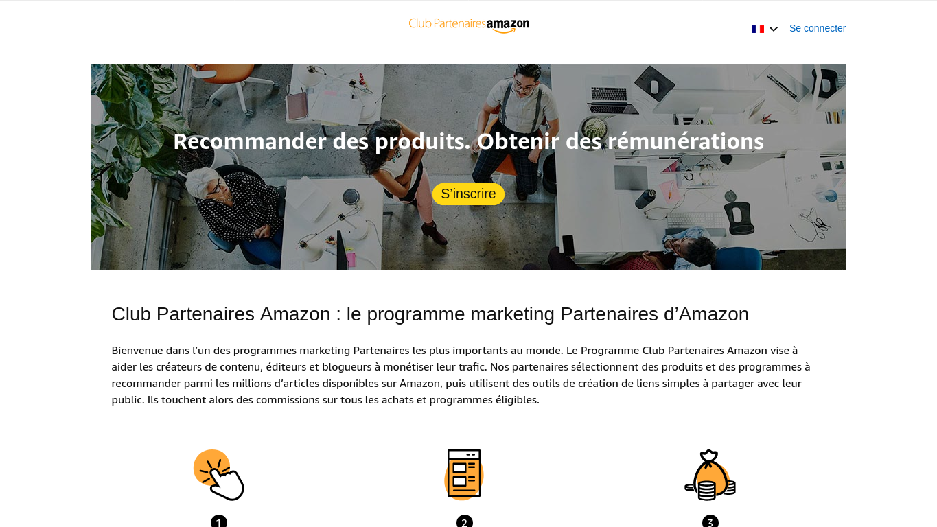 Capture réelle du Club Partenaires Amazon pour comparer un programme d affiliation produit en 2026