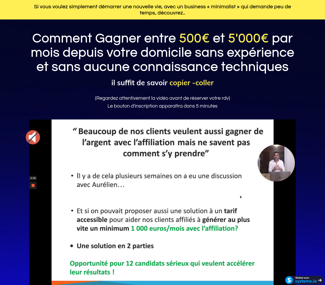 Capture réelle Systeme.io affiliation pour illustrer les commissions de logiciels et tunnels en ligne
