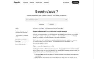 Page officielle Revolut expliquant les règles et étapes nécessaires pour obtenir une récompense de parrainage