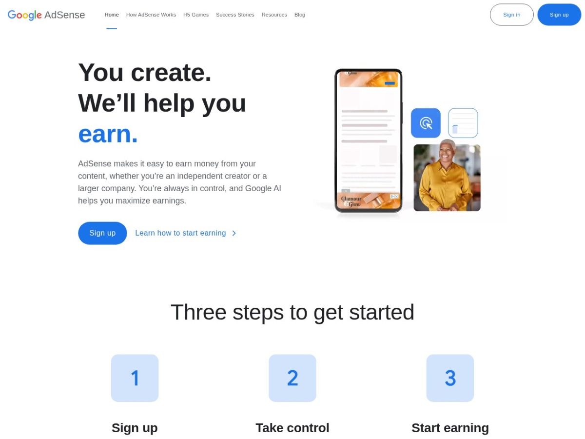 Capture Google AdSense montrant la monétisation publicitaire d un site internet avec contenu et annonces