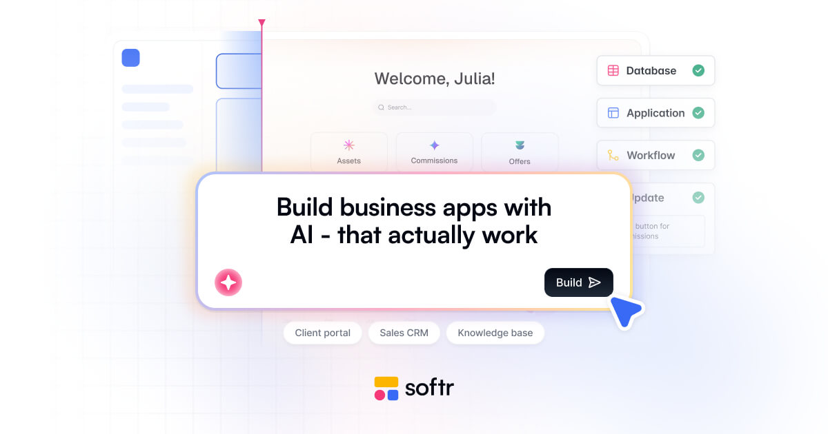 Interface Softr de création d’application no-code pour lancer un micro-SaaS métier