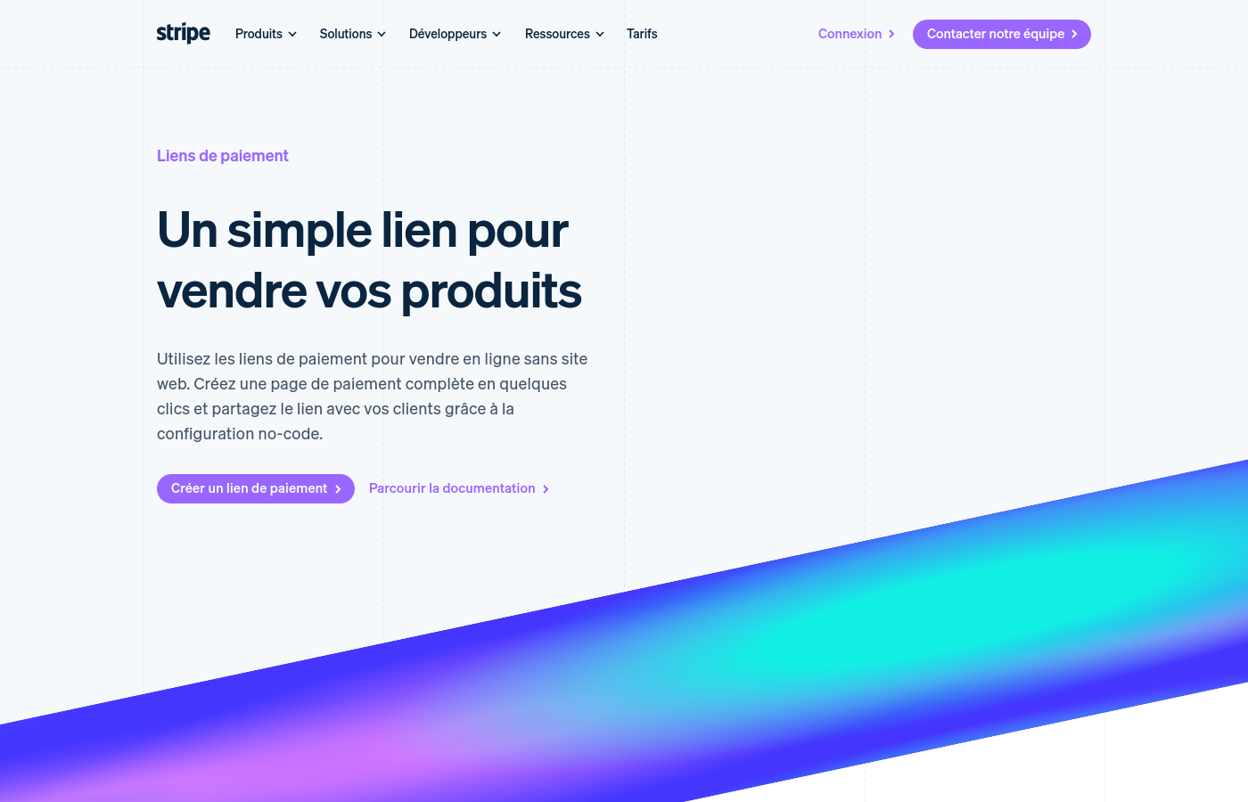 Page Stripe Payment Links pour encaisser un service ou un acompte en ligne