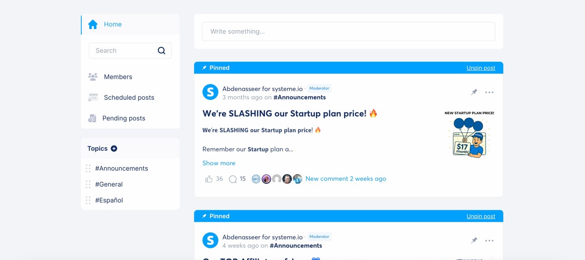 Interface de communauté et espace membre pour accompagner les clients d’une mini-formation