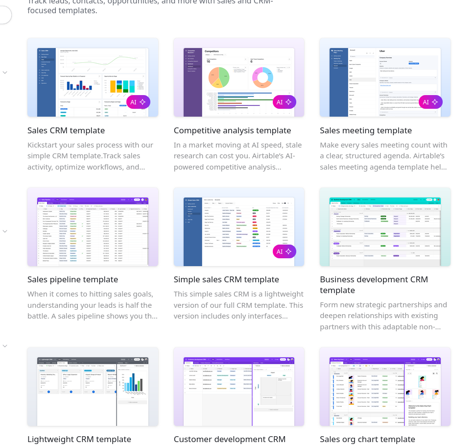 Modèles Sales CRM Airtable pour structurer prospects et relances d'un freelance