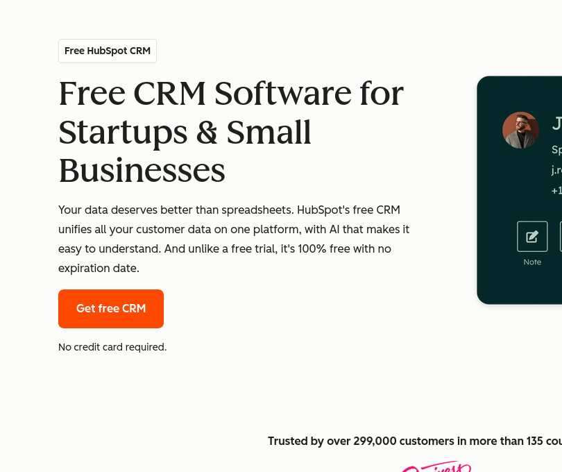 HubSpot Free CRM comme référence de marché pour un CRM gratuit