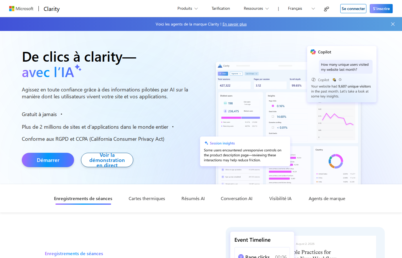 Microsoft Clarity pour analyser les comportements et les frictions de conversion
