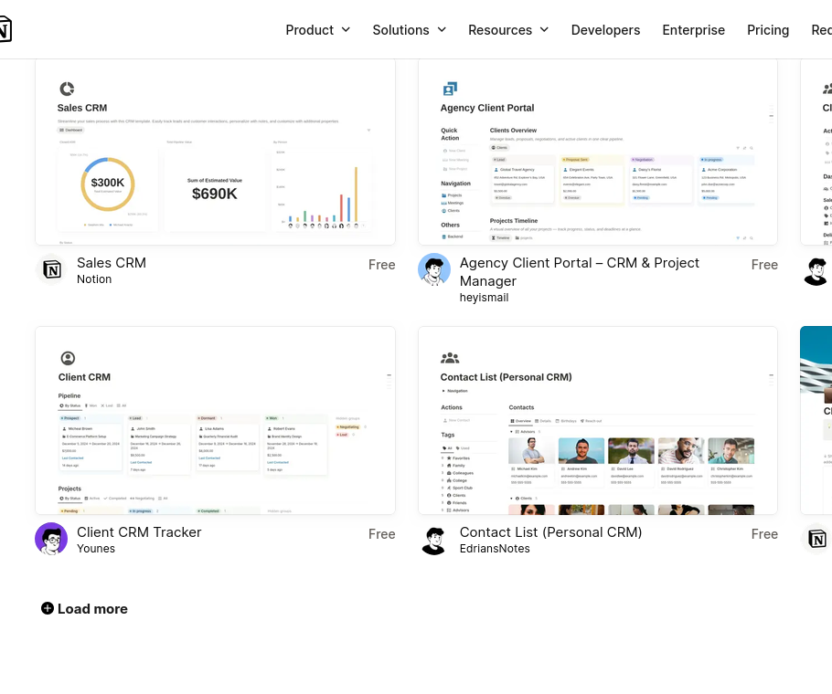 Templates CRM Notion pour freelances et petites activités