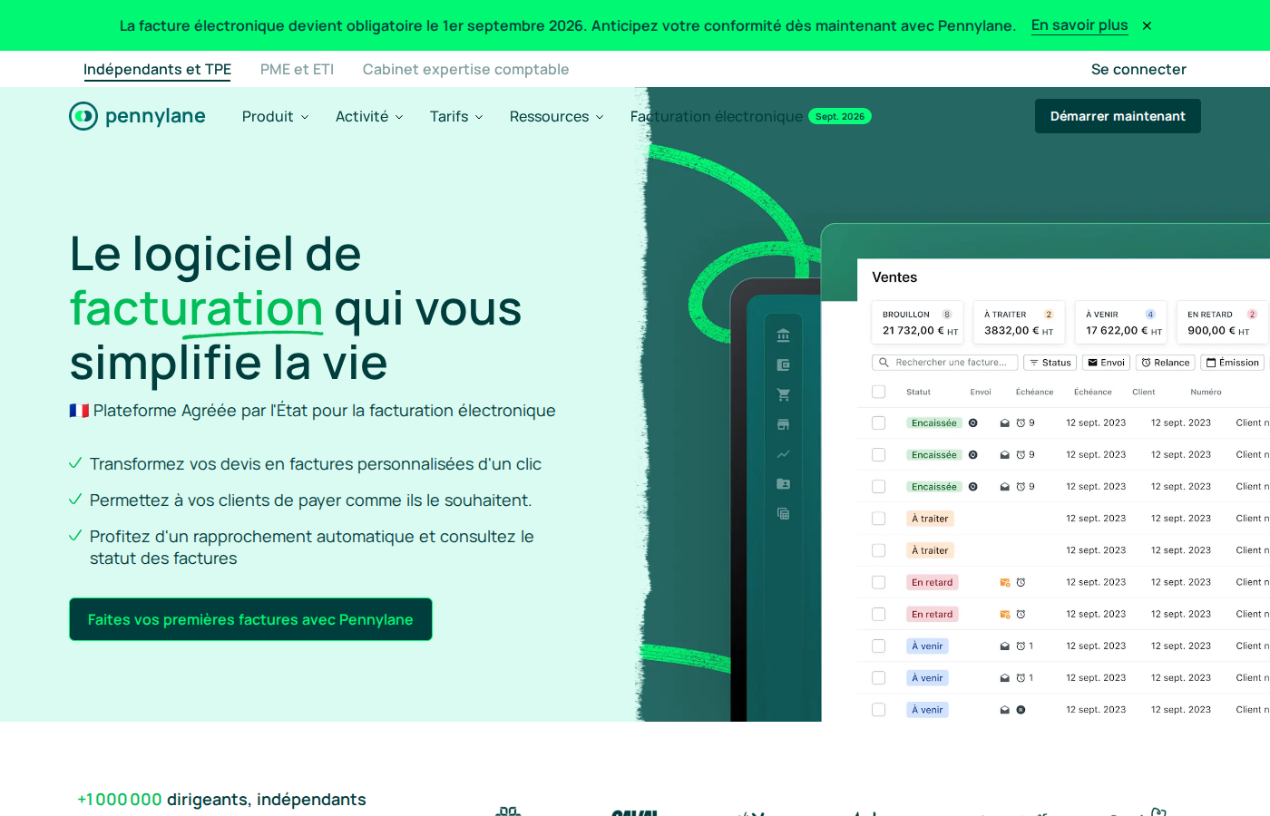 Pennylane logiciel de facturation électronique pour préparer un pack pré-comptabilité 2026