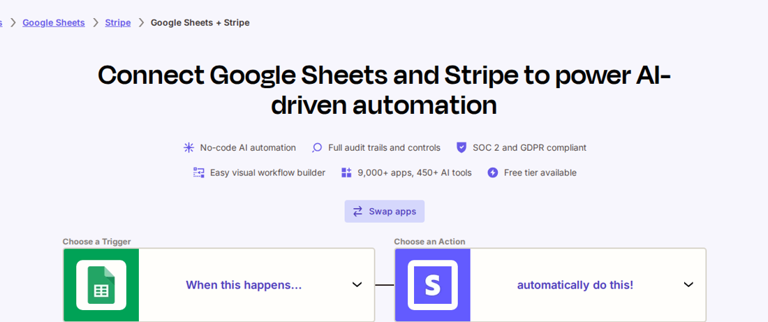 Automatisation Zapier entre Stripe et Google Sheets pour suivre les paiements